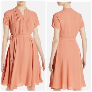 NANETTE LEPORE Womens Coral Belted Pintuck Three Button Front! Size 14.